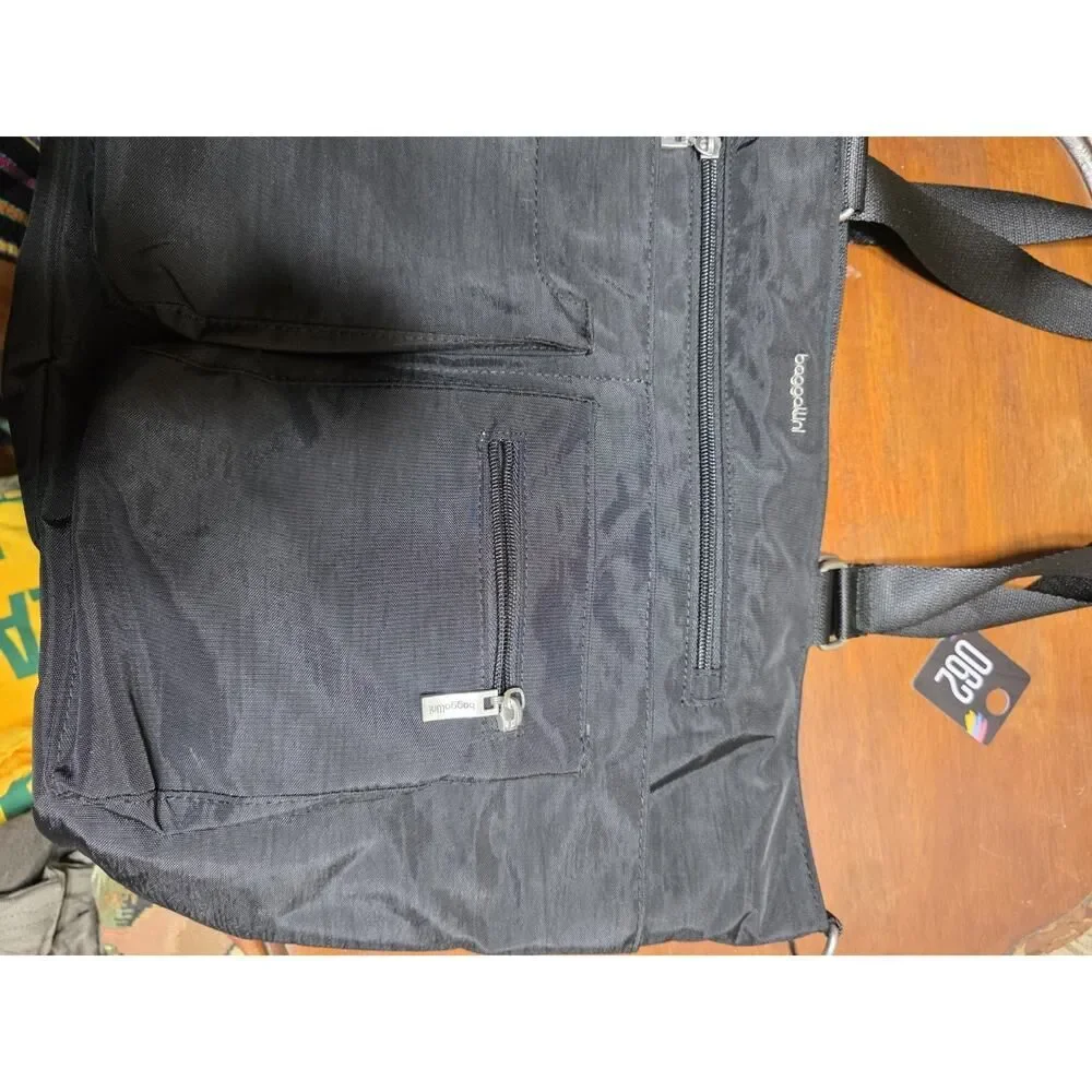 Baggallini Anywhere Day Laptop Tote Black Travel Work Organizer Bag NWT w/ Strap